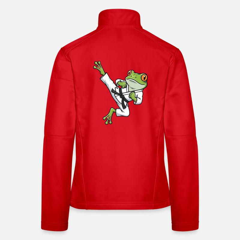 Whimsical Frog Toad Toad Karate Martial Arts Women's Softshell Jacket