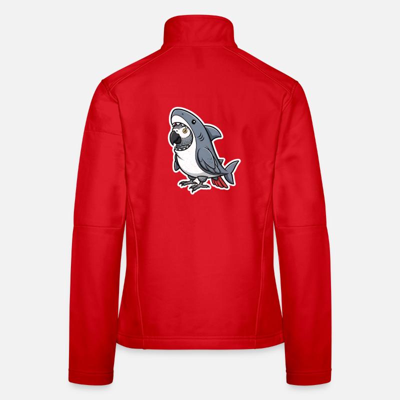Requin gris perroquet dessin animé Veste en tissu softshell Femme