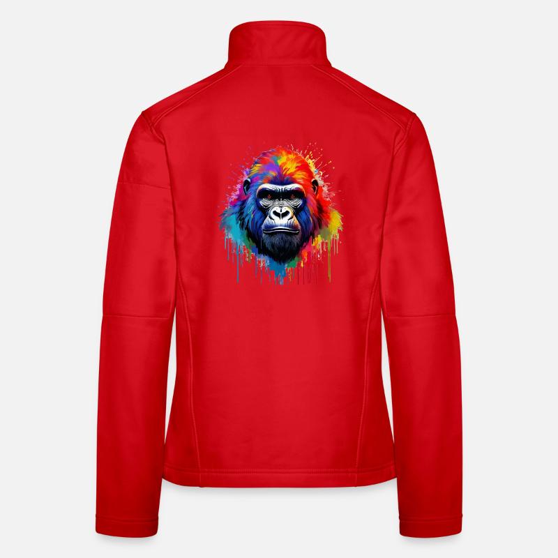 Rainbow Gorilla Art Splash Women's Softshell Jacket
