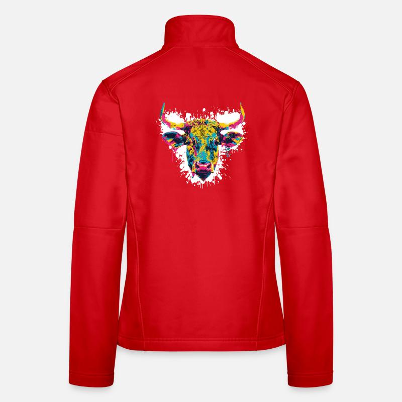Cow Head Beef Paint Blobs Women's Softshell Jacket
