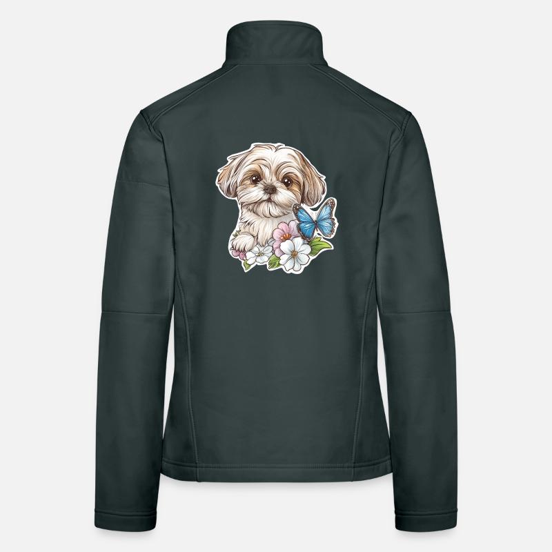 Shih Tzu et papillon Veste en tissu softshell Femme