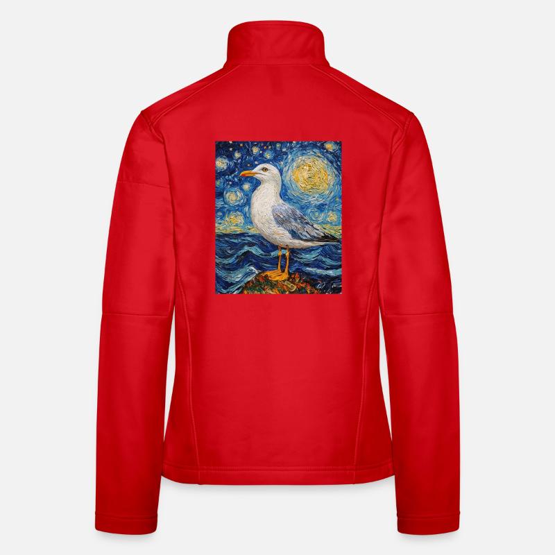 Möwe Vogel Van Gogh Style Starry Night Frauen Softshelljacke