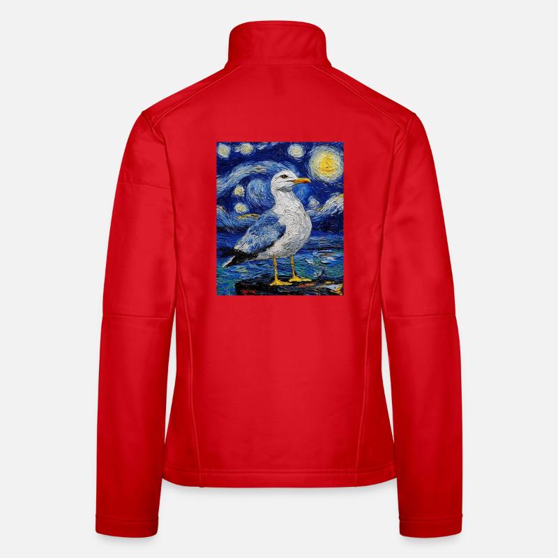 Möwe Vogel Van Gogh Style Starry Night Frauen Softshelljacke