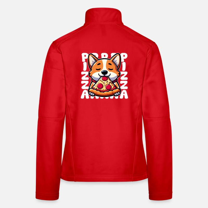Corgi Pizza Genuss Frauen Softshelljacke