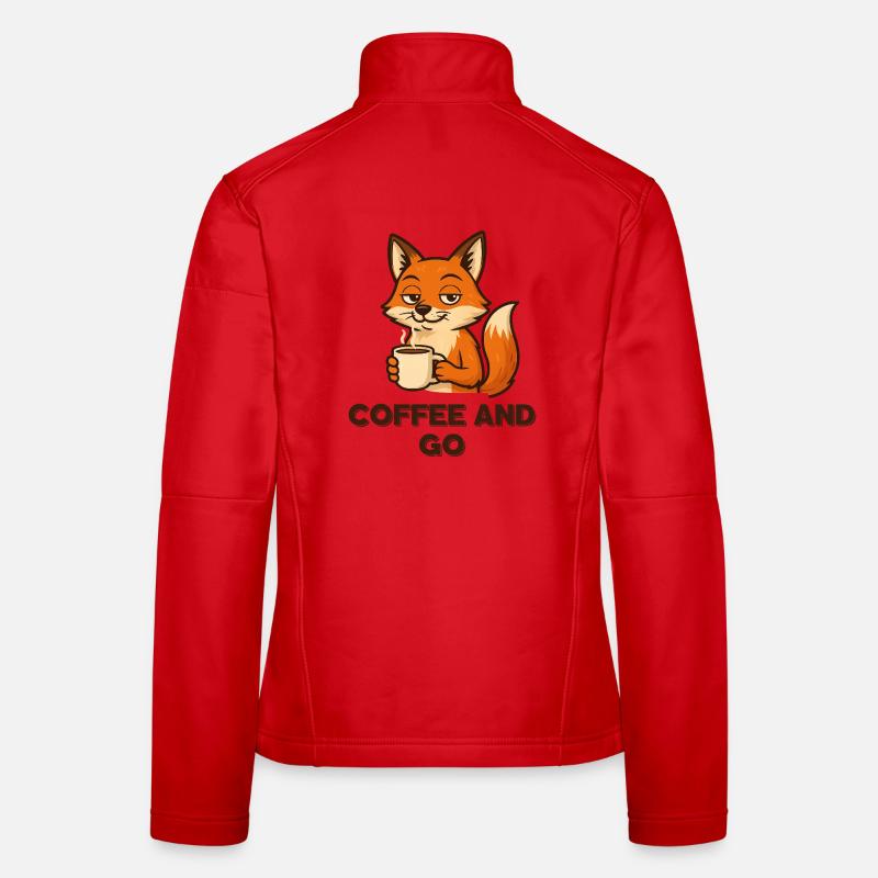 Coffee Fox Cartoon Breakfast Animals Design Women's Softshell Jacket