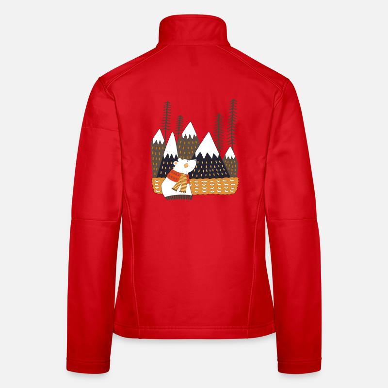 Winterwald mit Eisbär - Frauen Softshelljacke - Rot