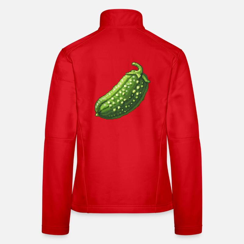 Pixel Concombre Vert Rétro Veste en tissu softshell Femme