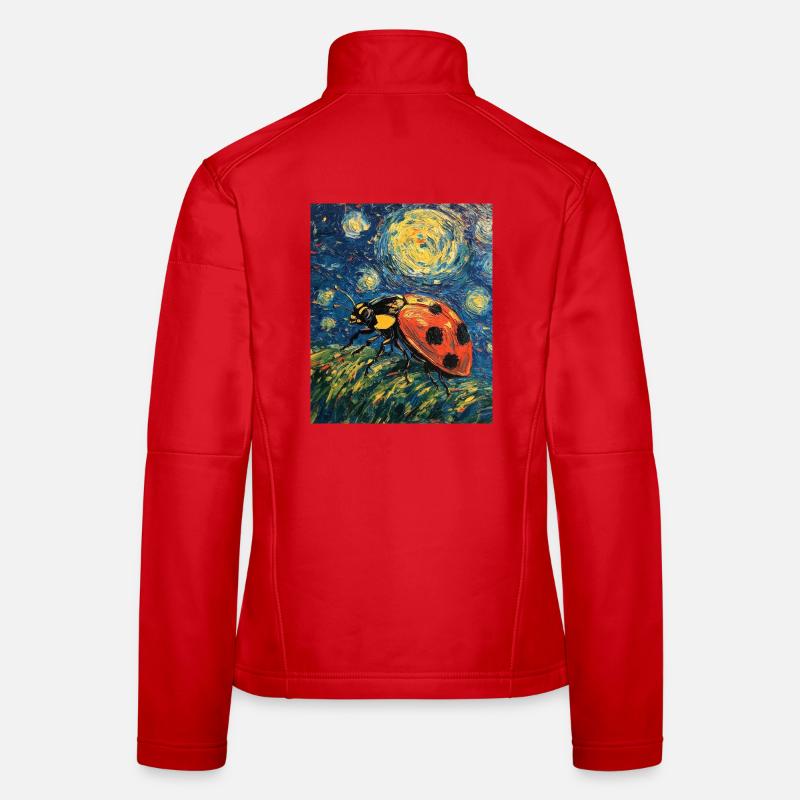 Ladybug Van Gogh Style Starry Night Women's Softshell Jacket