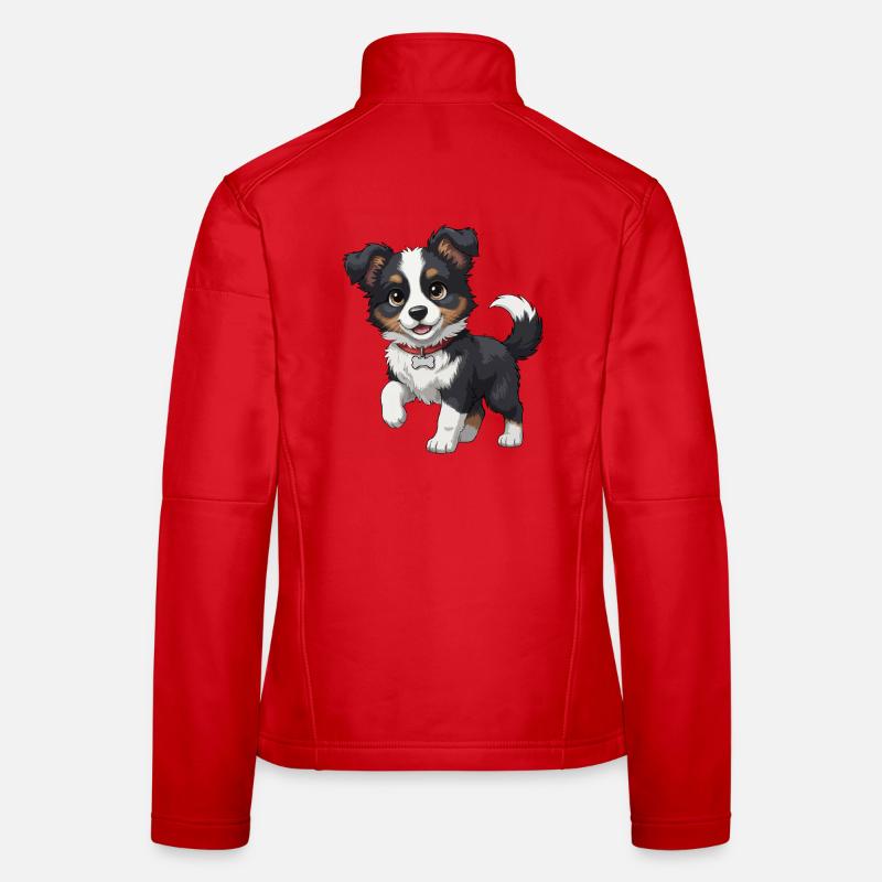 Border Collie chiot doux Veste en tissu softshell Femme