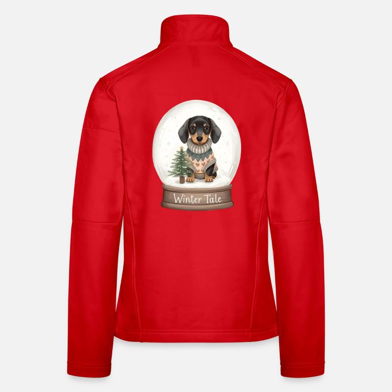 Dachshund in Snow Globe – Winter Tale Women's Softshell Jacket