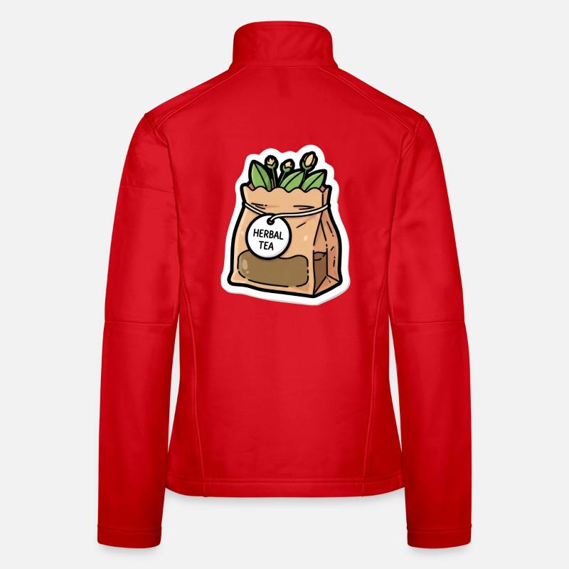Herbal Tea Bag Plant Scene - Women's Softshell Jacket - red