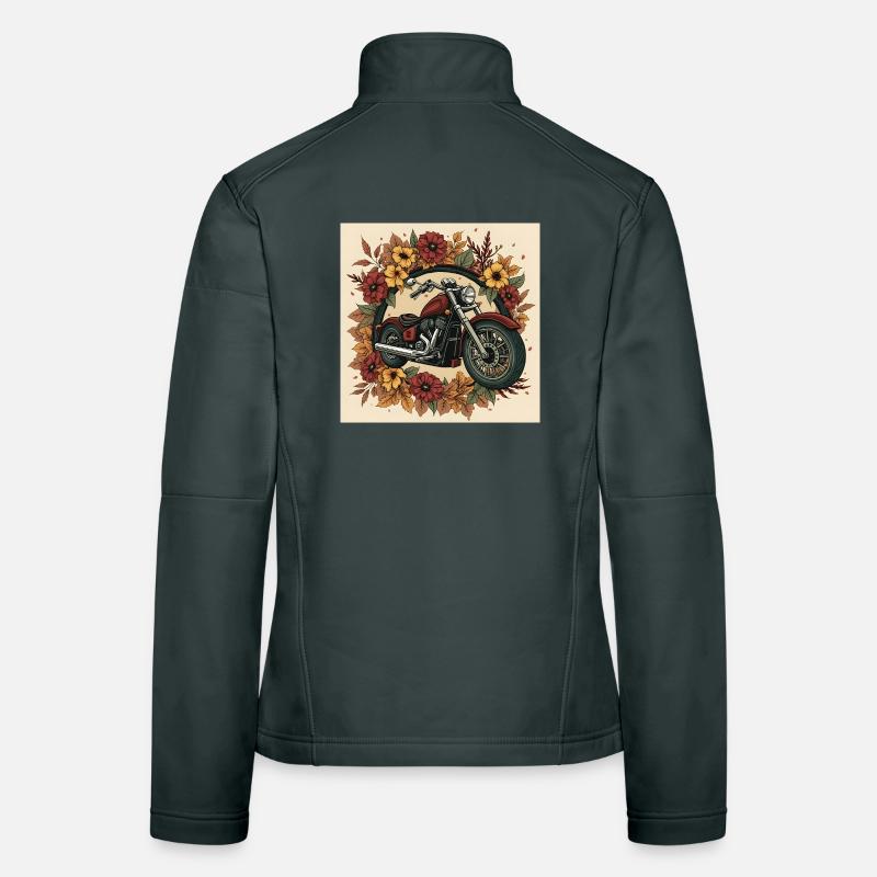 Roue de fleurs d’impression en bloc Veste en tissu softshell Femme