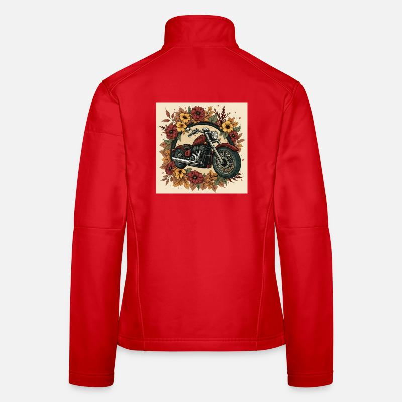 Roue de fleurs d’impression en bloc - Veste en tissu softshell Femme - rouge