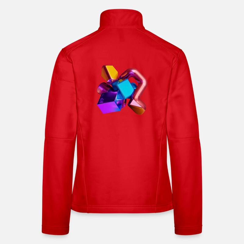 Abstract 3D Geometry Shapes Colorful Women's Softshell Jacket
