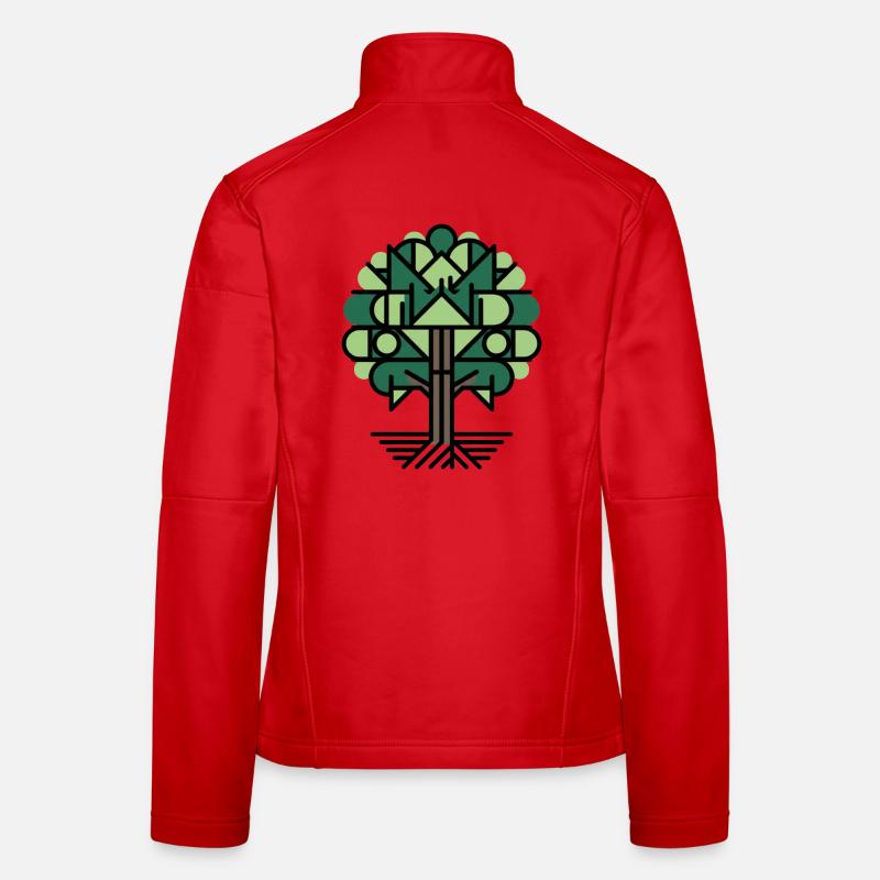 Geometric Tree Pattern Green Women's Softshell Jacket