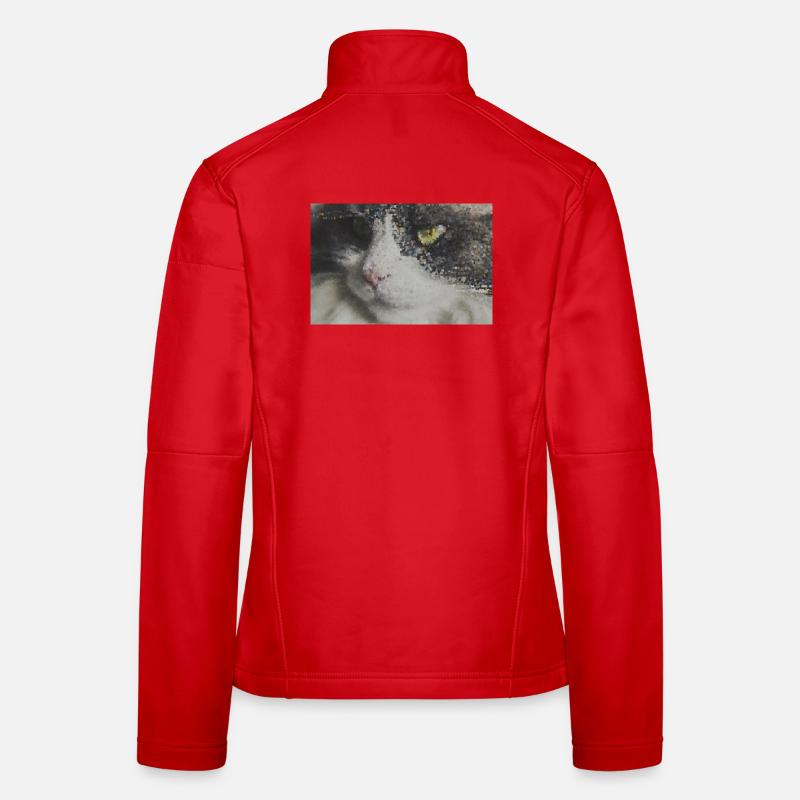 Pixel Cat Mosaic Portrait - Women's Softshell Jacket - red
