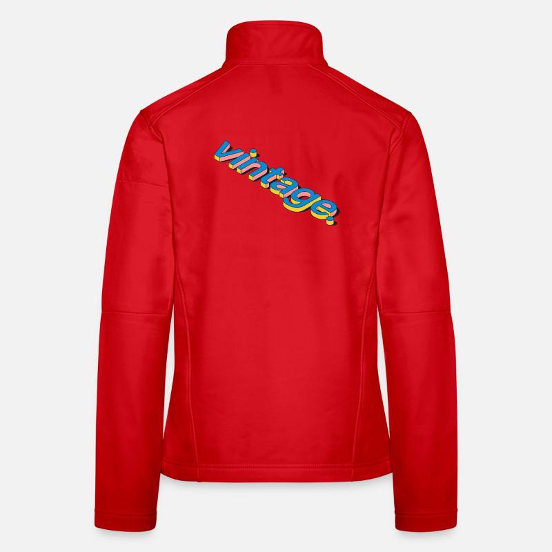 Vintage Retro 3D Typography Design Women's Softshell Jacket