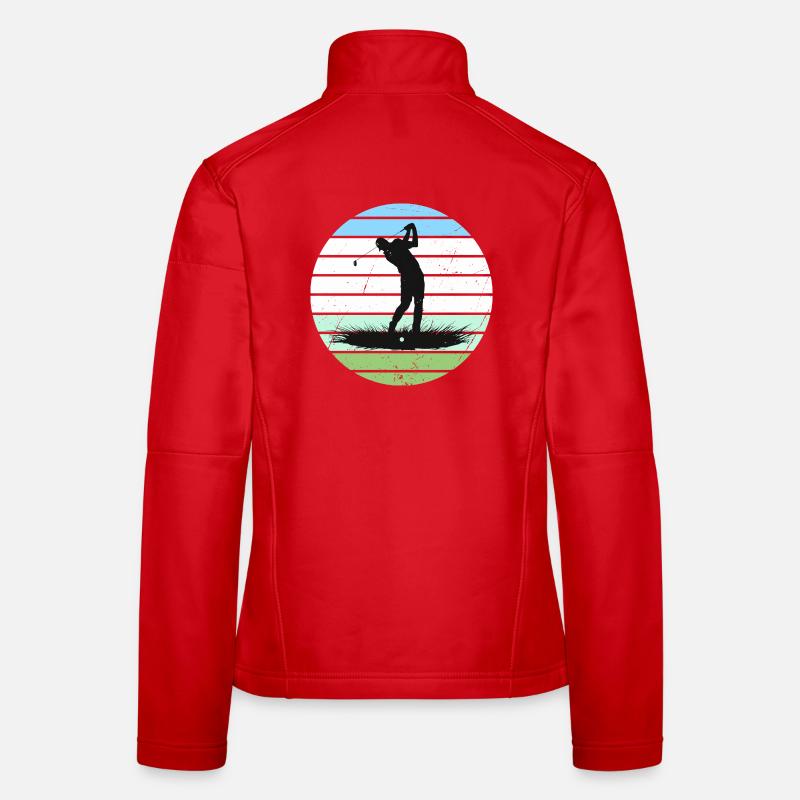 Golf silhouette in retro stripe circle Women's Softshell Jacket