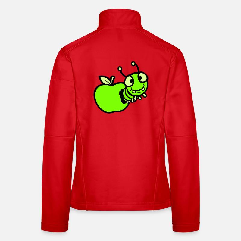Caterpillar peeps apple hole comic funny cute cute Women's Softshell Jacket