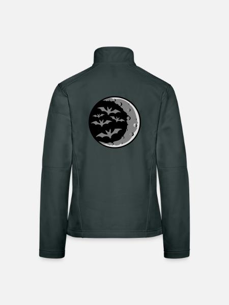 Lots of bats silhouette cool crescent moon night - Women's Softshell Jacket - red - Back