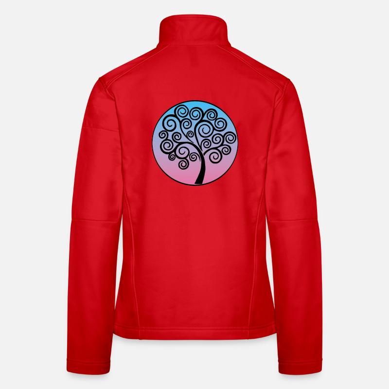 Schwarzer Spiralbaum des Lebens Frauen Softshelljacke
