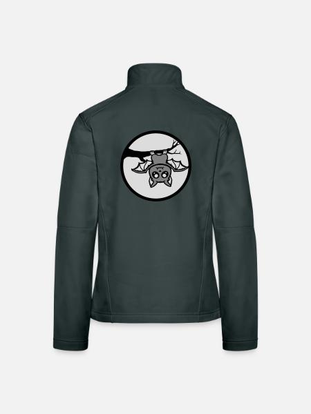 Chauve-souris suspendu lune branche Halloween mignon mignon - Veste en tissu softshell Femme - rouge - Dos