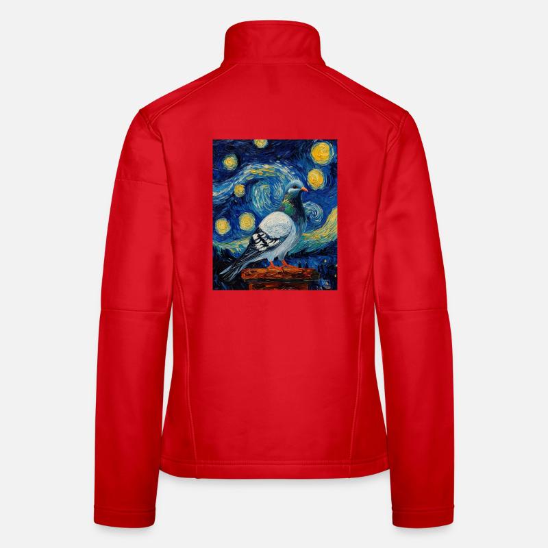 Dove Bird Van Gogh Style Starry Night Women's Softshell Jacket
