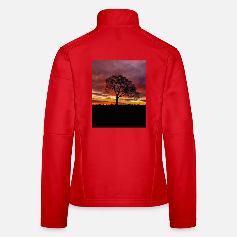 Colourful Sunrise Sky lonely Tree silhouette - Women's Softshell Jacket - red