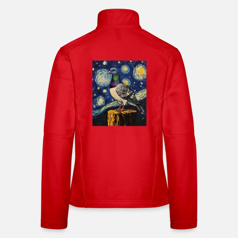 Dove Bird Van Gogh Style Starry Night Women's Softshell Jacket