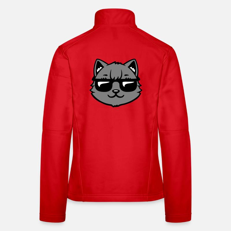 Katze Graue Sonnenbrille Cool Lässig Style Blick Frauen Softshelljacke