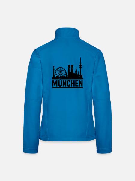 München Munich Silhouette Skyline - Frauen Softshelljacke - Rot - Hinten