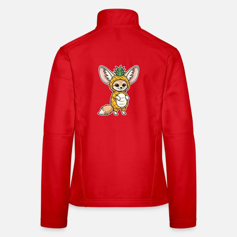Fennec avec ananas Bande dessinée Cadeau Veste en tissu softshell Femme