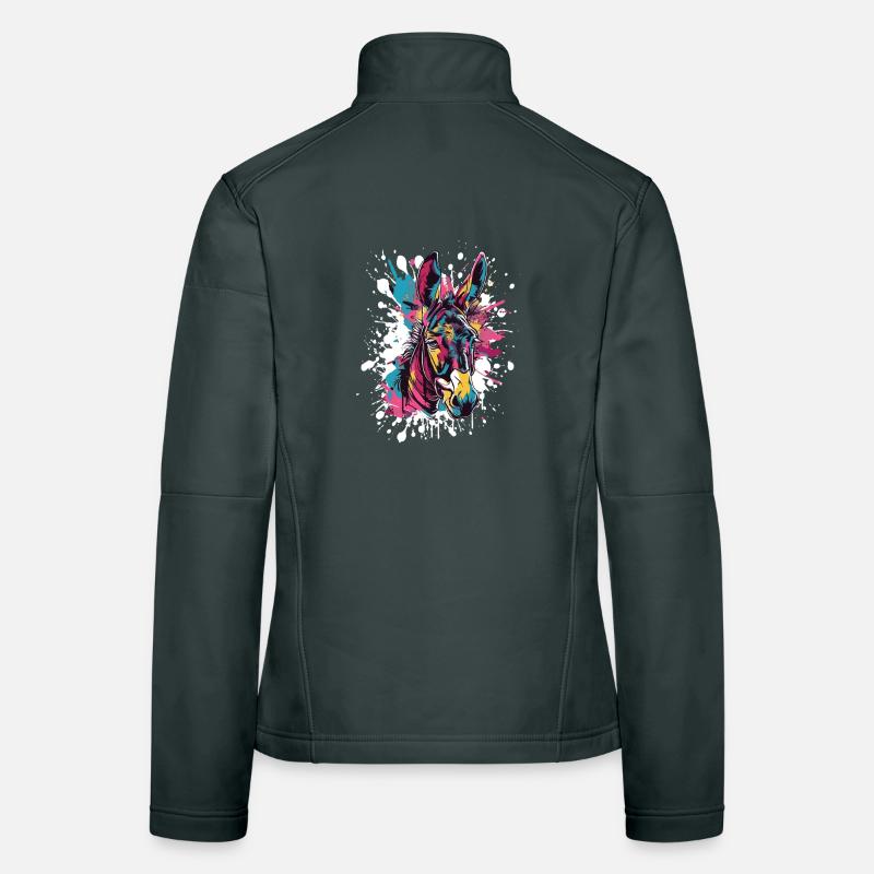 Bunter Zebra Kopf Splatter Frauen Softshelljacke