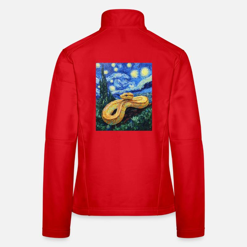 Serpent Python Style Van Gogh Nuit étoilée Veste en tissu softshell Femme