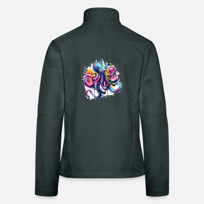 Bunter Oktopus Farbspritzer Frauen Softshelljacke