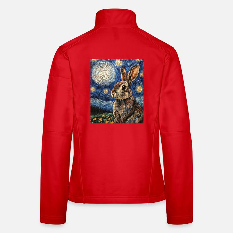 Bunny Rabbit Bunny Van Gogh Style Starry Night Women's Softshell Jacket