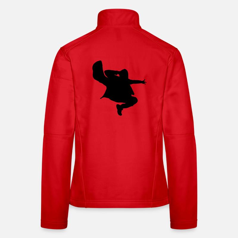 B-Boy Silhouette – Breakdance Jump Kick Women's Softshell Jacket