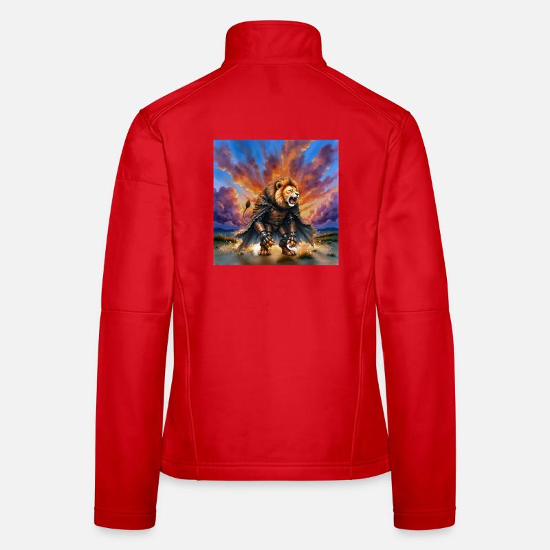 Lion Warrior with Armor and Cape Women's Softshell Jacket