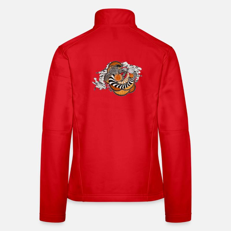Orangene Spirale Schwarzweiß Muster Frauen Softshelljacke
