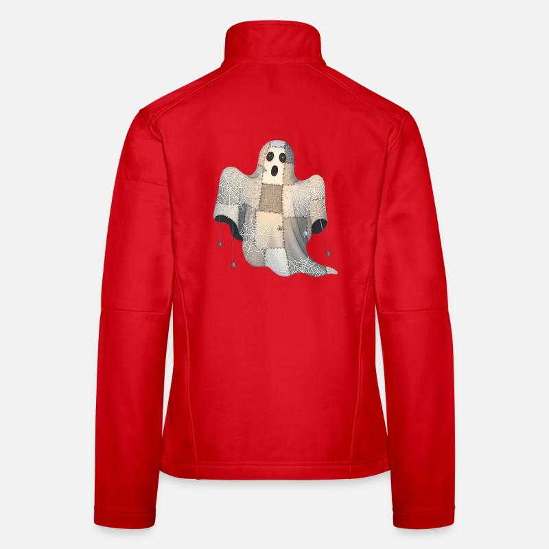 Patchwork Ghost with Spider Webs Women's Softshell Jacket