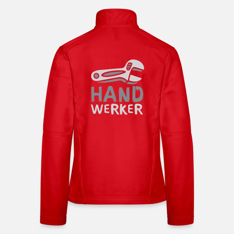 Handwerker Comic Design mit Schraubenschlüssel Frauen Softshelljacke