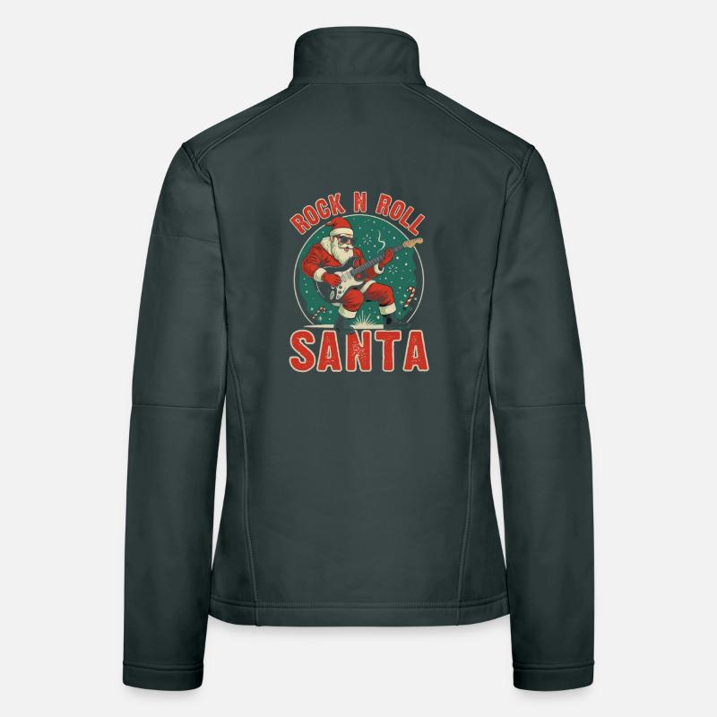 Rock N Roll Dad Playing Guitar Christmas Women's Softshell Jacket
