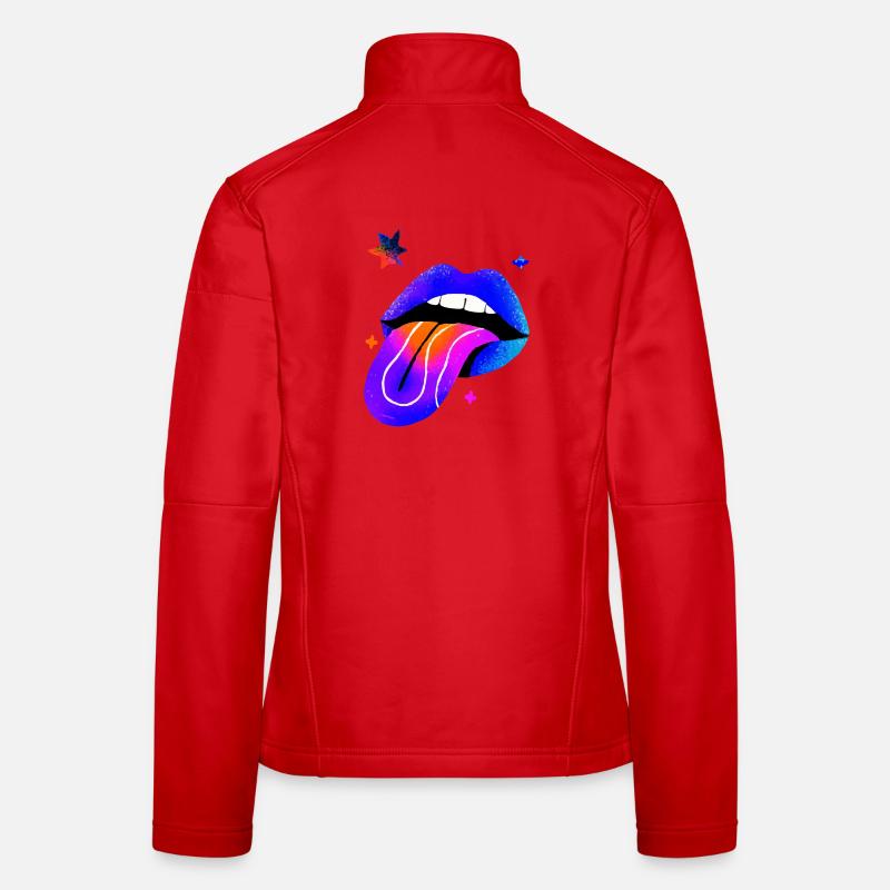 Neon Regenbogen Lippen Kunst Frauen Softshelljacke