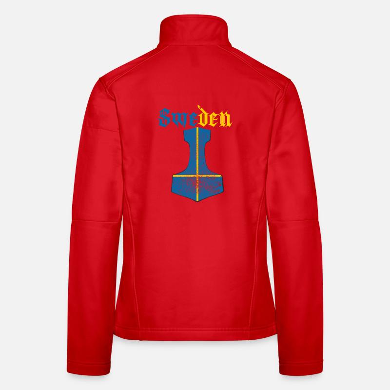 Sweden Flag – Mjölnir Thorhammer Design Women's Softshell Jacket