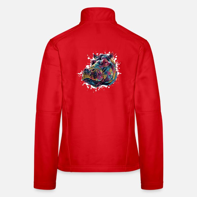 Bunter Hippo Farbspritzer Frauen Softshelljacke