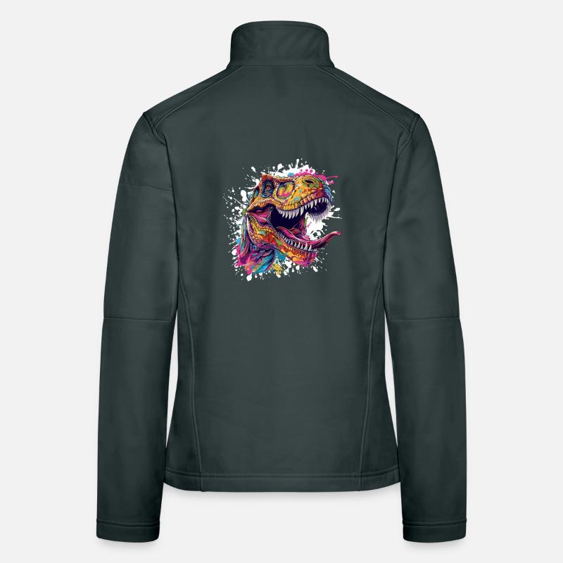 Bunter T-Rex Kopf Splash Frauen Softshelljacke