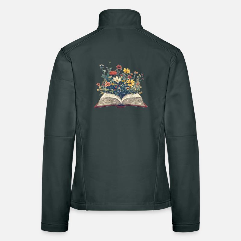 Buch mit Blumen Frauen Softshelljacke