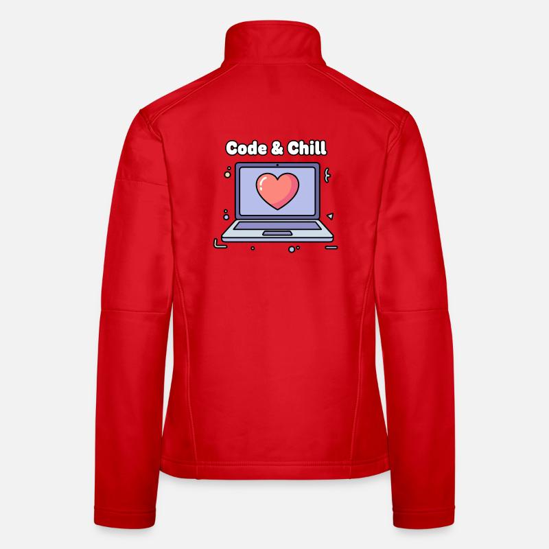 Code & Chill Heart Laptop Women's Softshell Jacket