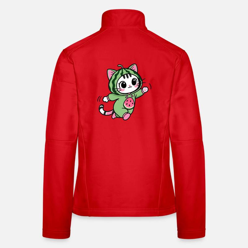 Chat Mignon en Hoodie Pastèque Veste en tissu softshell Femme