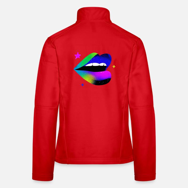 Regenbogen Lippe Graffiti Pop Art Frauen Softshelljacke